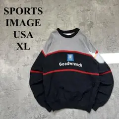 【フェード】90s スポーツイメージ（XL）USA＊コットンニット＊センターロゴ