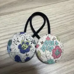 超お買い得♡お揃い リバティひらひらレース付 くるみボタン ヘアゴム