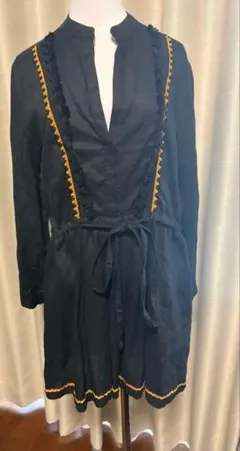 ZARA WOMANリネンチュニック　ワンピ　リネン100% XS エスニック