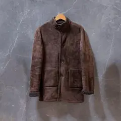 リアルムートン レザーコート L ブラウン 羊革 ボアジャケット