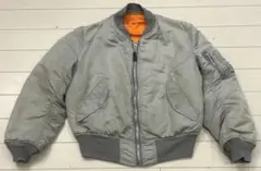 古着 90s USA製 MA-1 アルファ ALPHA 希少 シルバー M 短丈