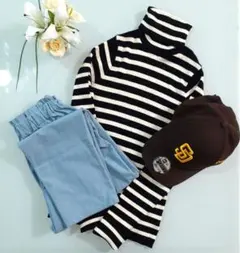 【週末限定】WEGO 黒白　タートルネックセーター　FREE