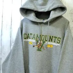 ラッセルアスレチック カレッジ チームロゴ スウェットパーカー グレー S 古着