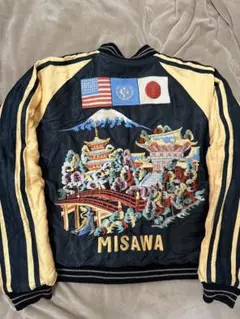 MIHARA YASUHIROダブルカラー ビッグジップ サテン スカジャン