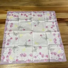 Hanae Mori ハンカチ 蝶々 花柄 パープル