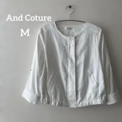 【アンドクチュール】　ジャケット　アウター　ノーカラー　ホワイト　M