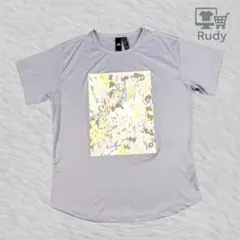 adidas アディダス Tシャツ ボタニカル柄 パープル ヨガ ダンス ジム