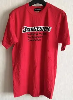 希少当時物80s90sブリヂストン企業ロゴTシャツ久米繊維製シングルステッチ赤