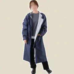 ● レインコート／バイザー付き／軽量／ロング レインコート ／ネイビー