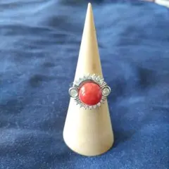 本物 Pt900 血赤珊瑚 ダイヤモンド 0.50ct リング 14.48g - メルカリ