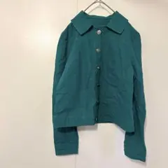 【希少カラー】ヴィンテージ風 ボタンデザイン カジュアルジャケット 深緑