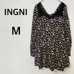 新品タグ付き♡ イング 【M】オールインワン 花柄 ミニ丈 ワンピース風のサムネイル