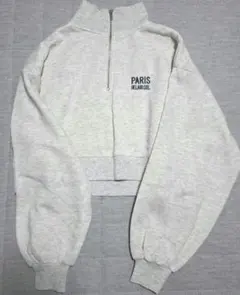 GRL ジッパー付き クロップドスウェット グレー