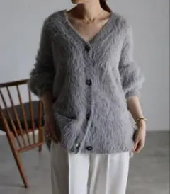 Bonjoursagan シャギーニットカーディガン