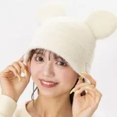 【美品】ディズニー ミッキー バケハ ファンキャップ 白 58cm