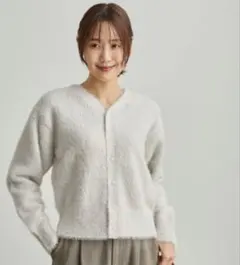 ROPÉ PICNIC シャギーニットカーディガン 38 ライトグレー