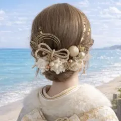 ホワイトゴールド♡金箔付♡髪飾り ヘッドドレス 前撮り 成人式 卒業式 七五三