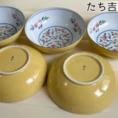 深川製磁 蝶図 青磁 汁碗揃 5枚セット 小鉢 とんすい 煮物鉢 ボウル