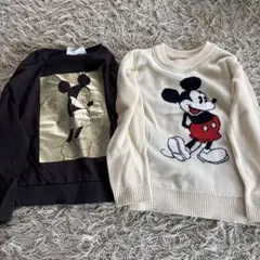 ミッキーマウス セーター サイズ7 黒/クリーム