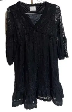 エムズエキサイト ワンピースチェニック Mサイズ黒レース ブラック