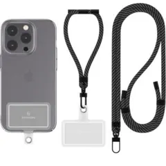 スマホショルダー ハンドストラップ 2本セット カーボンブラック 携帯 斜めがけ