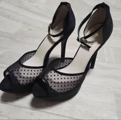 美品　ハイヒール★R&E　黒ドット　シースルー 24cm★