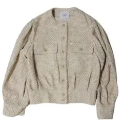 ほぼ未使用 IENA LA BOUCLE リントン地 ノーカラーツイードブルゾン