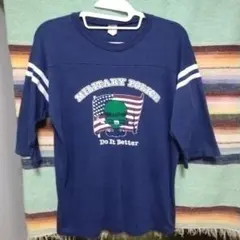 70s80s　ARTEX　7分袖Tシャツ　ミリタリー　ヴィンテージ　ネイビー