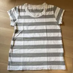 Laiterie ホワイト/グレー ストライプ 半袖Tシャツ サイズ38のサムネイル