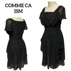 COMME CA ISM コムサイズム 黒 ドレス スクエアネック 膝丈