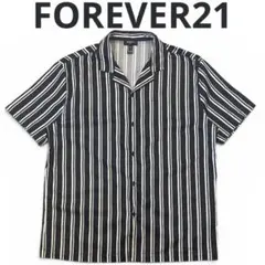 FOREVER21 ストライプ オープンカラー 半袖シャツ Lのサムネイル