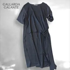 GALLARDAGALANTE異素材アシンメトリーデザインTシャツブラックのサムネイル