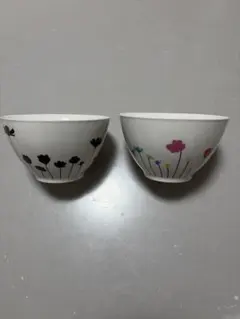 花柄陶器丼 2個セット