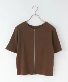 ローリーズファーム＊ ダブルジップリブ半袖カーディガン