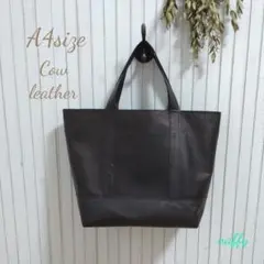 週末価格☆A4サイズ ALLブラック☆カウレザートートバッグ