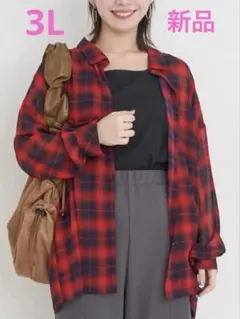 su pu re Re-j チェック柄シアーシャツメタンクトップ　3L 新品