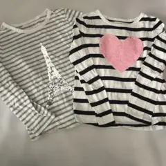 GAP キッズ 120 長袖カットソー 2枚セット ボーダー　エッフェル塔　パリ