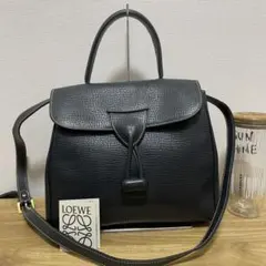 《極美品》LOEWE（ロエベ）レザー ショルダーバッグ ダークネイビー