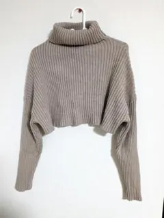 タートルネッククロップド丈ニットトップス　グレイス　タートルネック　ショート丈