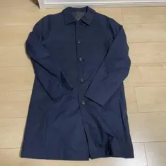 メンズ　ネイビー ステンカラーコート XL