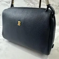 BALLY バリー 本革 シュリンクレザー ミニショルダーバッグ 紺(ネイビー)