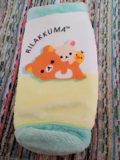 リラックマポケット付きふわふわケース 柔らかいデザインブルー系