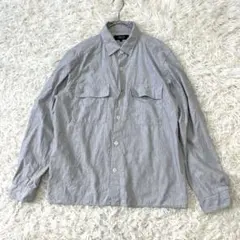 〝コムサイズムCOMME CA ISM〟シャツ　長袖　グレー　リネン混　Lサイズ