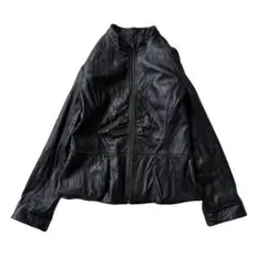 ラムレザー シングルライダース シワ加工 ブラック 本革 バイカー