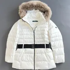 ローレンラルフローレン ショートダウンジャケット 袖ロゴ ファー ベルト th4