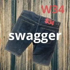 【未使用級 サイズ大きめ$34】swagger ハーフデニムパンツ 色落ちなしのサムネイル
