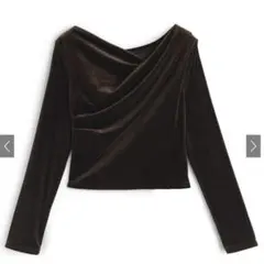 grl ベロアドレープトップス[dk1551] ブラウン