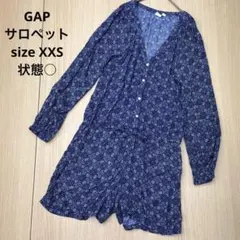 GAP ギャップ 総柄 レーヨン サロペット ネイビー XXS