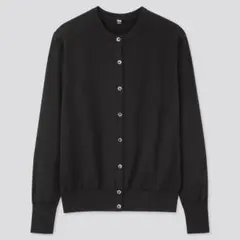 ユニクロ/UNIQLO ＵＶカットクルーネックカーディガン【M】春　ブラック