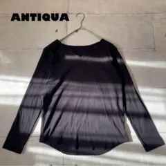ANTIQUA アンティカ カットソー ロンT 【M】Ｖネック 長袖 無地 黒のサムネイル